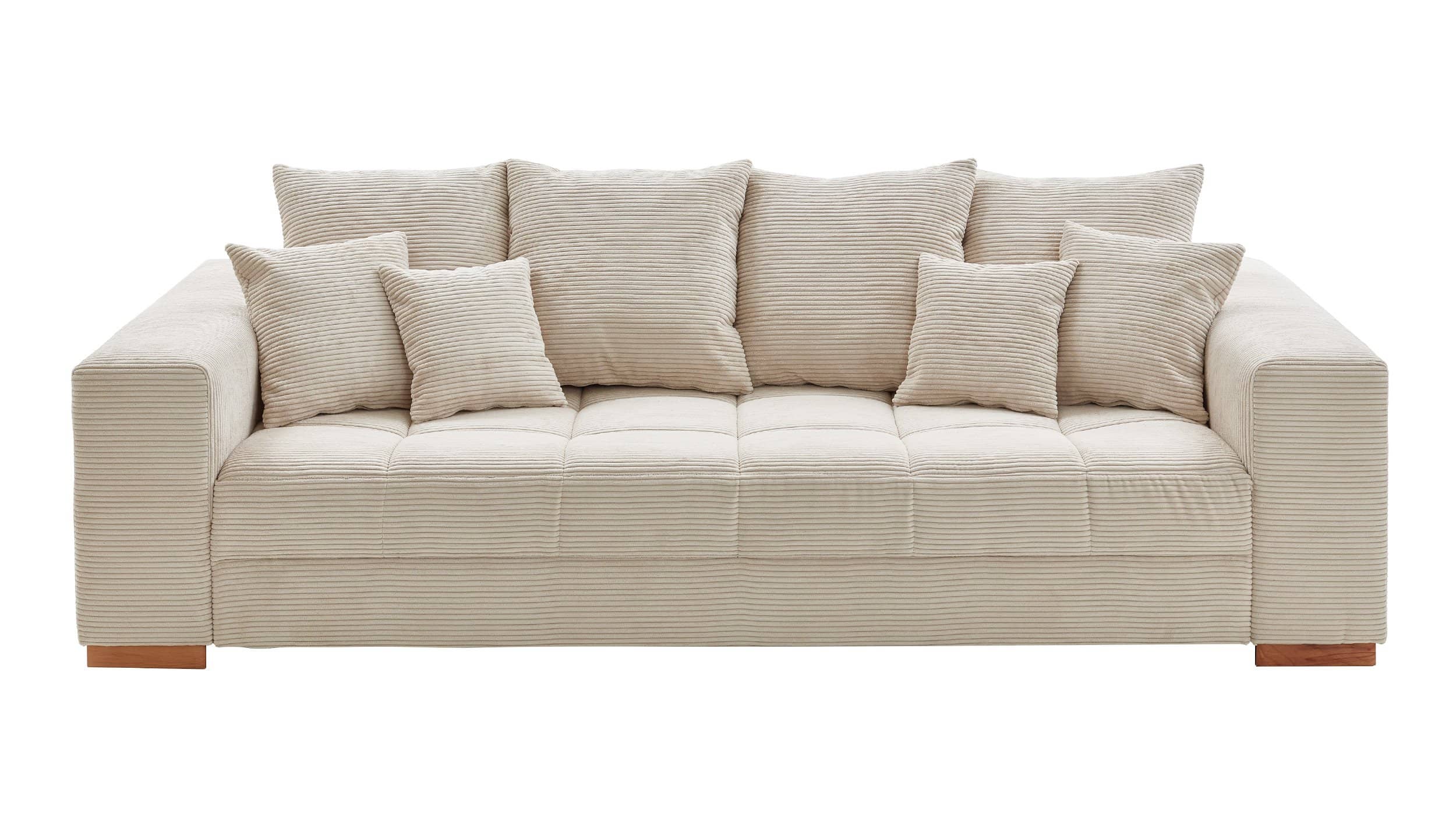 Big Sofa beige Cord 254 cm - Nosagunterfederung - BORNEO