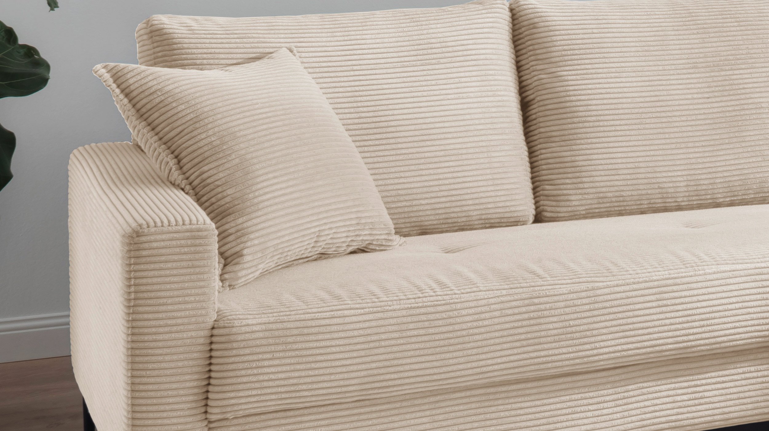 Ecksofa Cordbezug creme 276 x 173 cm - SUMMER