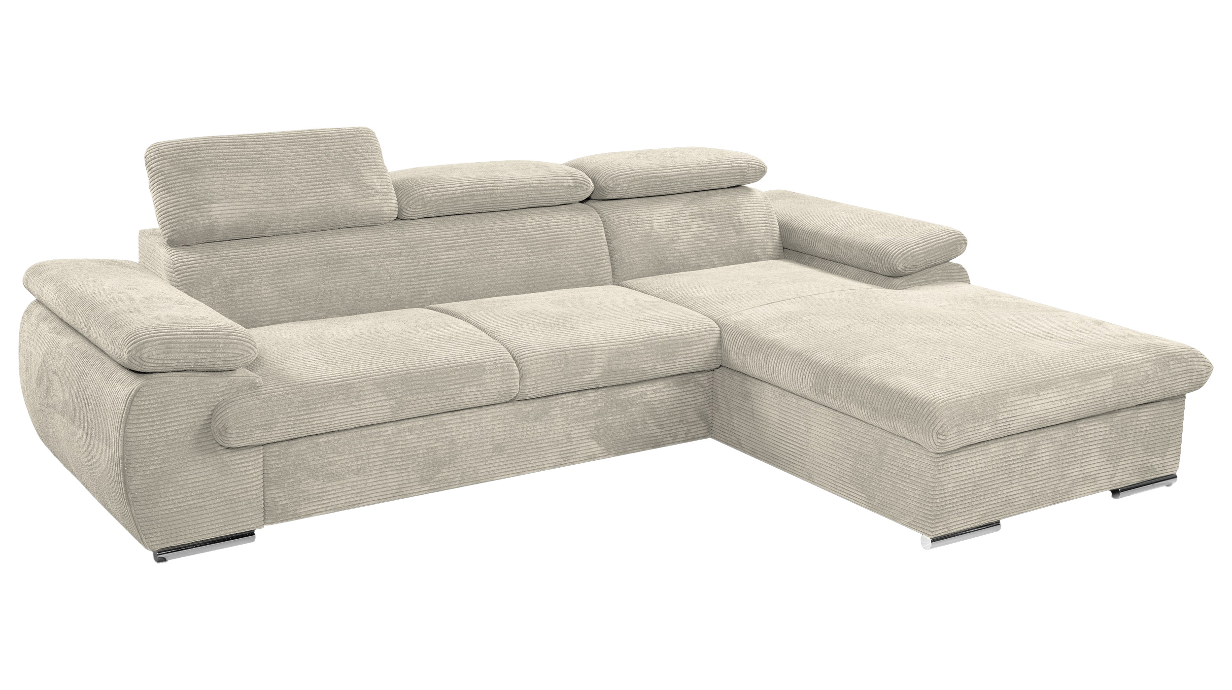 Ecksofa Cord creme 284 x 196 cm Schlaffunktion - CINDY