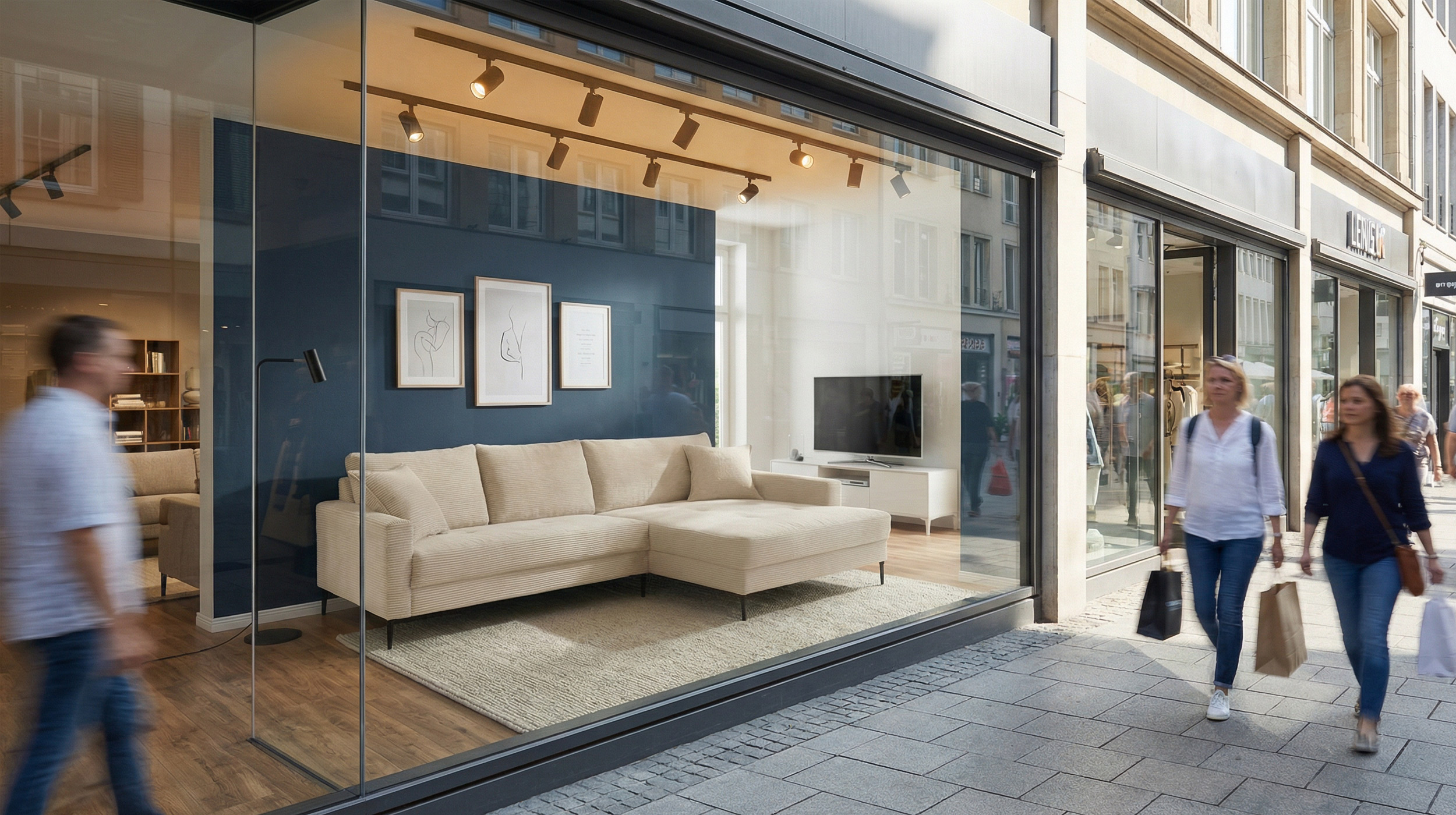 Ecksofa Cord creme 276 x 173 cm - OT rechts - SUMMER