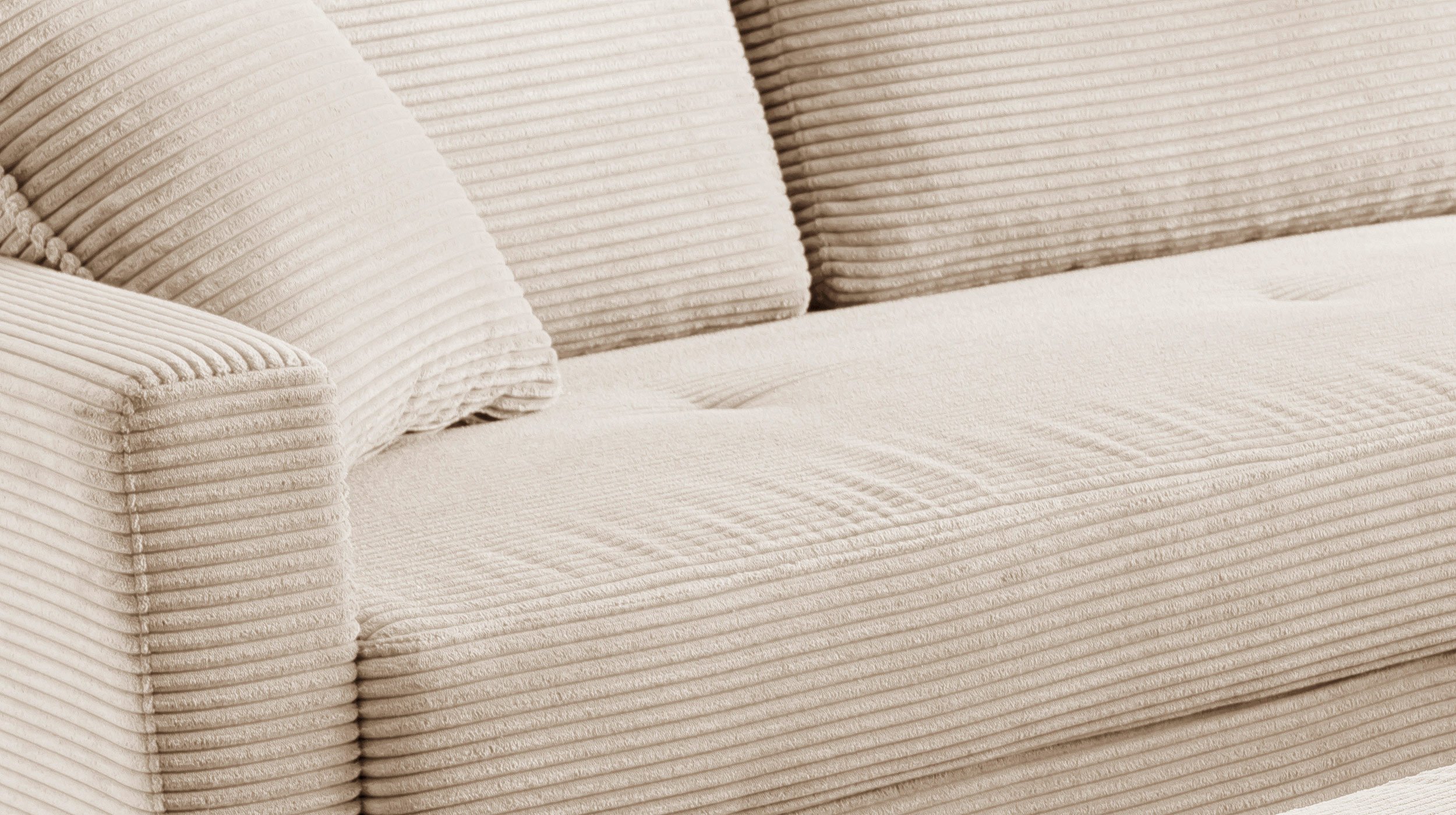 Ecksofa Cordbezug creme 276 x 173 cm - SUMMER